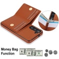 thumbnail image 3 of ELEHOLD Case for Samsung Galaxy S23 Plus,Business PU Leather Stand Case with Card Holder & Ring Holder,Brown, 3 of 7