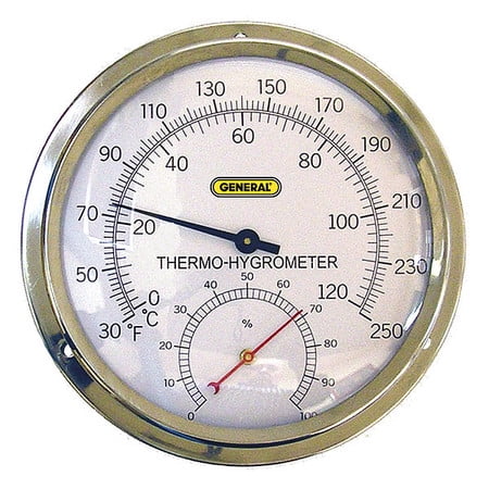 GENERAL A600FC Indoor Analog Hygrometer, 30 to 250 F by General