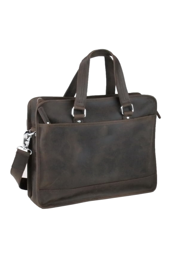 Cowhide Leather Messenger Bag w/Luggage Strap Holder LM16.DB