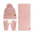 thumbnail image 2 of Anhility Long Scarf Gloves and Hat Set for Women and Men, Cold Weather Hat Scarf Glove Set, Winter Warm Thick Soft Beanie Hats with Pom Pom Christmas New Year Gifts for Family or Friends, Beige, 2 of 5