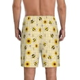 thumbnail image 3 of Kdxio Sunflowers Bee Print Mens Sleep Shorts Bottoms Soft Comfy Pajama Wear Pants with Drawstring Pockets, 3 of 7