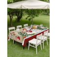 thumbnail image 3 of Outdoor Tablecloth with Umbrella Hole and Zipper, Beige Christmas Rectangle Table Cloth 54x80 Inch Waterproof Tablecloth, Snowman Xmas Tree Birch Snowflakes Red Plaid Picnic Table Cover for Patio, 3 of 7