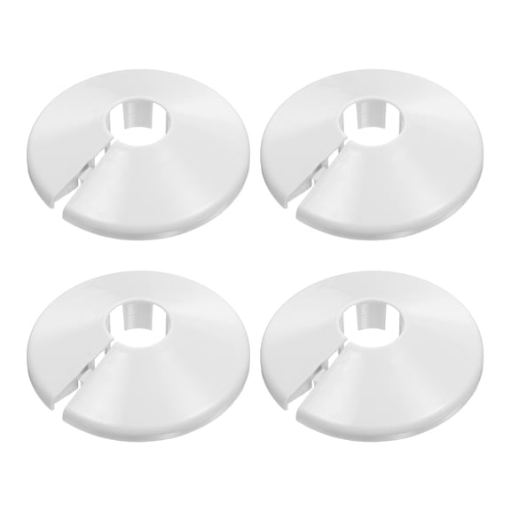 Uxcell 4 Pack Pipe Flange Cover Fit 15mm (0.59")Tube OD - Plastic Radiator Escutcheon Plate Round Wall Split Flange for Kitchen, Bathroom, Toilet Wall Pipe Tube Decoration, White