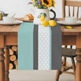 thumbnail image 2 of Burlap Table Runner 90 Inches Long, Morocco Plaid Teal Stripes Non-Slip Kitchen Table Runners for Dining Room Everyday Use Party Table Decorations Abstract Geometric Stitching, 2 of 9