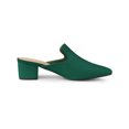 thumbnail image 3 of BLISSFUL STEP Women's Slide Mules Pointed Toe Chunky Heel Green 6, 3 of 8