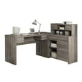 thumbnail image 2 of Computer Desk - L-Shaped / Corner / Hutch / 8 Drawers / 3 Cubbies / Reversible - 63"L X 59"W - Dark Taupe Wood-Look, 2 of 4
