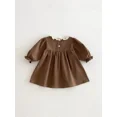 thumbnail image 1 of Vestido coreano de primavera para niñas de 0 a 4 años, vestido elegante de princesa con solapa y cuello de encaje para niños, ropa de exterior bordada con flores para niñas, 1 of 6