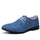 thumbnail image 3 of Zapatos Oxford azules para hombre, zapatos de marca a la moda para hombre, zapatos transpirables con punta estrecha, mocasines de lona de lino, zapatos informales de lujo para hombre, 3 of 5