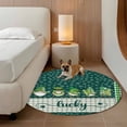 thumbnail image 5 of Area Rug 48in, St Patrick Gnome and Clovers Leaves Floor Carpet Living Room Rug, Lucky Quote on Green Checker Non-Slip Welcome Mat Indoor Rugs for Bedroom Dining Room, 5 of 9