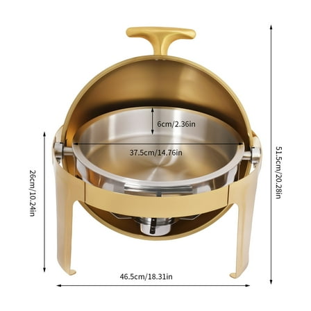 9L Round Chafing Dish Buffet Warmer 201 Stainless Steel with Fuel Holder