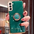 thumbnail image 2 of For Samsung Galaxy S20 Dark Green Ring Case Luxury Stream Plating Elegant Cover Case, 2 of 5