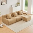 thumbnail image 2 of Boneless Sofa,3 Seat High-Quality Teddy Fabric,Anti-Slip Design,No Assembly Curved Armrests Streamlined Design,Assembly Chaise 32D High Density Sponge For Living Rooms Bedrooms,Camel, 2 of 5