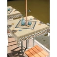 thumbnail image 2 of Outdoor Tablecloths with Umbrella Hole & Zipper, Beige Khaki Boho 54x54 Inch Square Tablecloths, Vintage Ethnic Tribe Abstract Art Retro Waterproof Table Cloth, Patio/Pool/Picnic Table Covers, 2 of 8