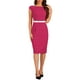 thumbnail image 1 of Vestido de oficina INSPIRE CHIC para mujer, con mangas cortas, ceñido elegante y cinturón, talla XL, color rosa intenso, 1 of 6