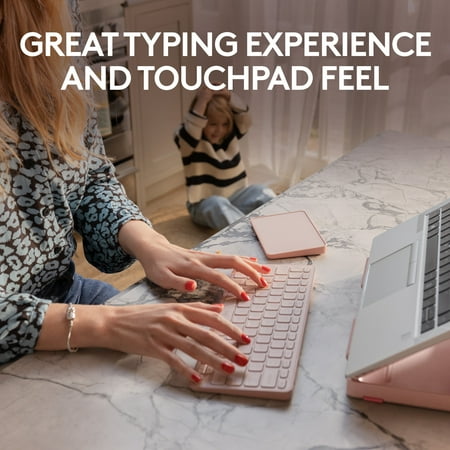 Logitech - Casa Pop-Up Desk Work From Home Kit Compact Wireless Keyboard, Touchpad and Laptop Stand for Laptop/MacBook (10” to 17”) - Bohemian Blush