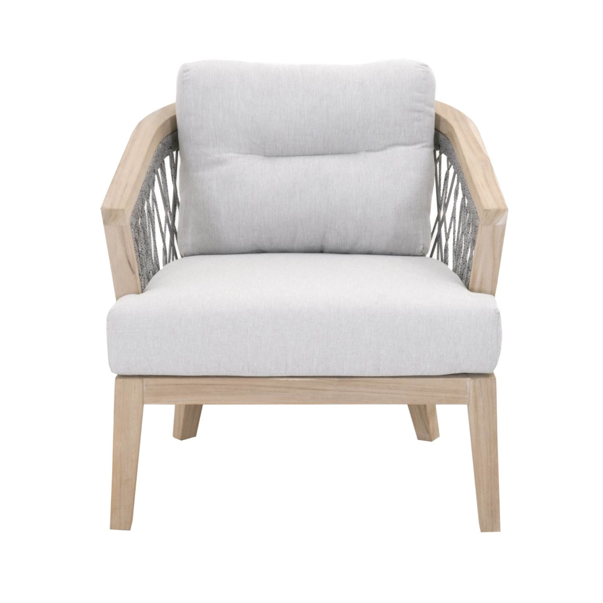 Wood And Fabric Club Chair With Loose Back Cushion, Gray - Walmart.com