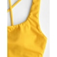 thumbnail image 5 of ZAFUL for Women's Swimwear Top Criss Cross Padded U Neck Bikini Top Yellow S, 5 of 6
