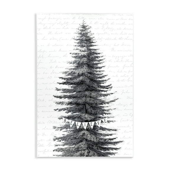 Stupell Industries Snow Dusted Christmas Tree Holiday Painting Unframed Art Print Wall Art, 10 x 15
