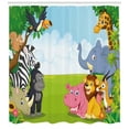 thumbnail image 3 of Ambesonne Animal Shower Curtain, Savannah Animals Cartoon, 69"Wx70"L, Multicolor, 3 of 3