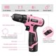 thumbnail image 2 of Taladro atornillador inalámbrico de 12 V, destornillador inalámbrico, bolsa de almacenamiento, 20 Nm, taladro atornillador rosa para bricolaje, 2 of 5