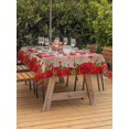 thumbnail image 2 of Outdoor Tablecloth with Umbrella Hole and Zipper, Valentine's Day Rectangle Table Cloth 60x120 Inch Waterproof Tablecloth, Red Gnomes Roses Love Wood Grain Brown Picnic Table Cover for Patio Camping, 2 of 7