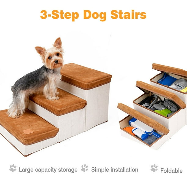 AIHOME Pet Steps Foldable Pet Stairs 3 Step Storage Style Pet