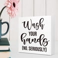 thumbnail image 5 of Zomyto 5x5 In Funny Bathroom Wooden Box Sign,Wash Your Hands No Seriously Wood Desk Sign, 5 of 7