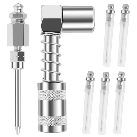 7Pcs Grease Needle Accessory Set 90 Degree Grease Needle Fitting Set Carbon Steel Grease Injector Needle Kit Grease Needle Dispenser Universal Grease Needle Tip for Car Tractor Boat
