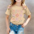 thumbnail image 2 of PMVFHDE Hauts pour Filles Hauts Basiques Tendance pour Fille Manches Courtes T-Shirts pour Fille T-Shirts Graphiques Col Rond Imprimé T-Shirt Khaki, 12-13 Ans, 2 of 5