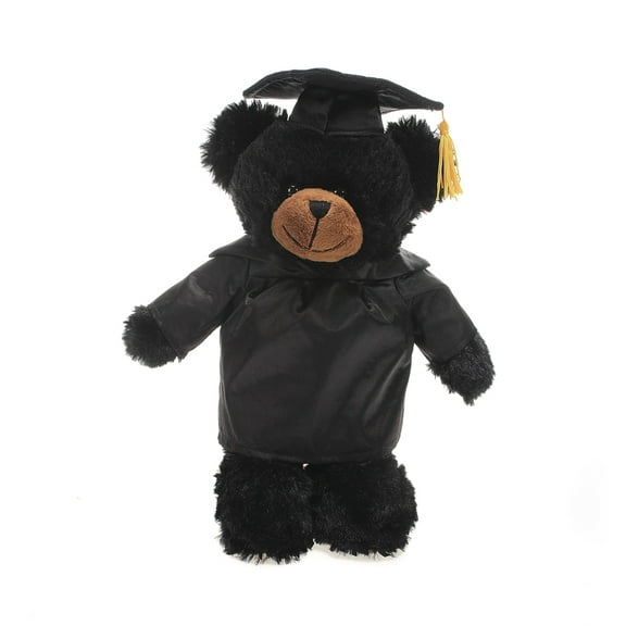 Made by Aliens Personalized Black Bear Stuffed Animal Plush Toy – Perfect Gift for Graduation Name or Your School Logo on Gown, Best for Any Grad School Kids 12 Inches