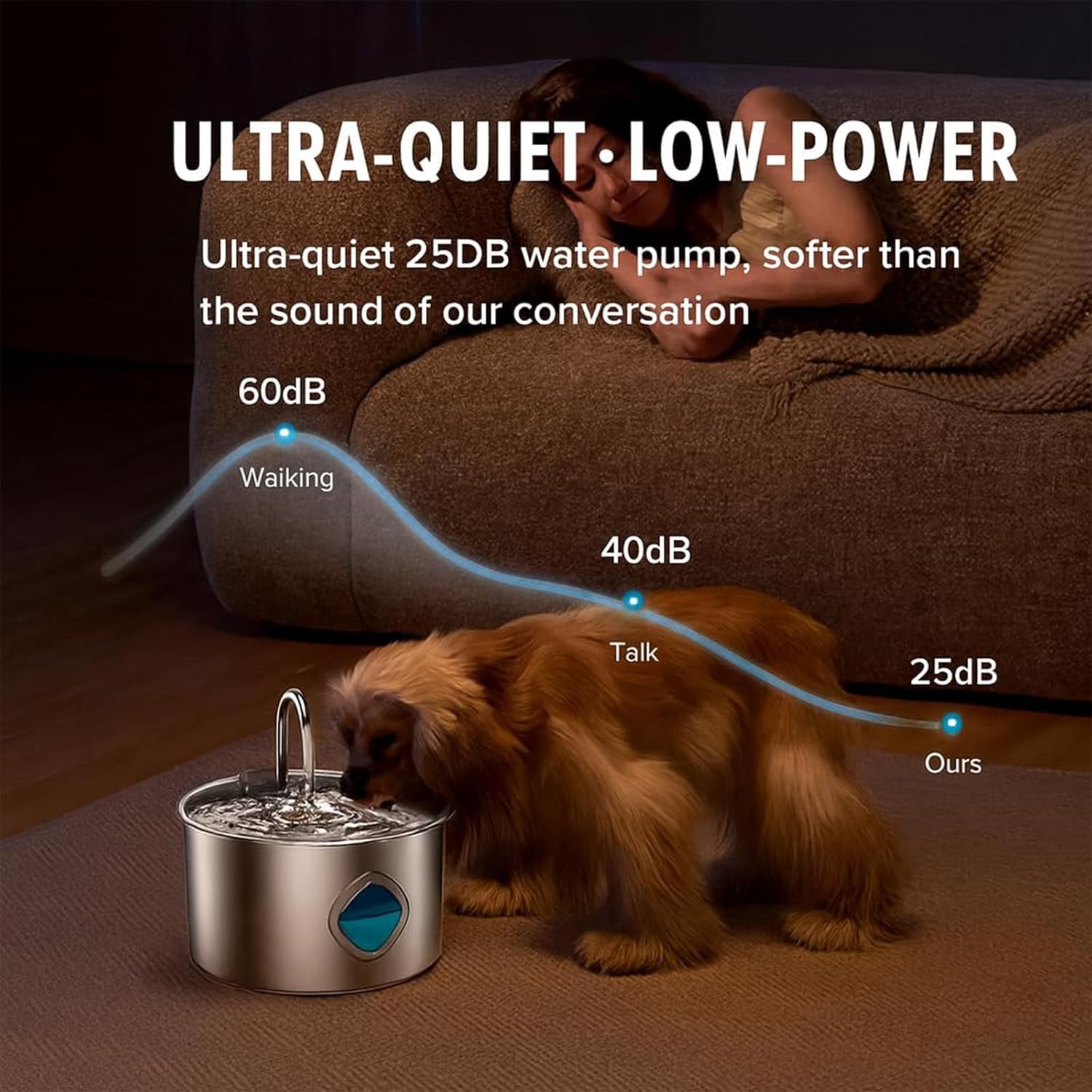 Pawira Automatic Pet Water Fountain for Cats and Dogs, 108oz/3.2L Stainless Steel Fountain with 4-Stage Filtration, Ultra-Quiet Pump, Visible Water Window & 2 Filters Included