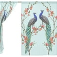 thumbnail image 3 of Coolnut Peacocks Red Flowers W55 x L78 Inches Sheer Gauze Door Window Curtain Panels Drapes for Living Room Bedroom Kids Room Decoration Window Treatment Set of 2 Panels, 3 of 4