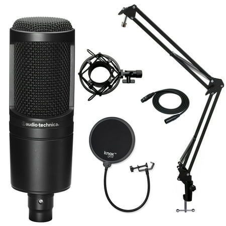 - Audio-Technica AT2020 Microphone with Knox Filter, Boom Arm, Cable & Shock Mount