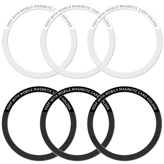 Magnetic Wireless Charging  Ring-6 PCS,Ultra-Thin(0.4mm) Mag Sticker, Compatible with iP 16/15/14/13 Series,Mag Accessories 3Black 3White