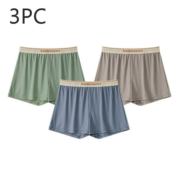 Men's Underwear Boxer Briefs 3PC Cotton Under $10 Loose Breathable Sports Home Four-Corner Pants Flat-Corner Underwear Boxers