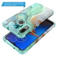 thumbnail image 3 of Moto E6 Plus Case, KAESAR 3-Layer Slim Shockproof Hard Cover Graphic Fashion Cute Skin Armor Case for Moto E6 Plus (Green Marble with Green TPU), 3 of 5