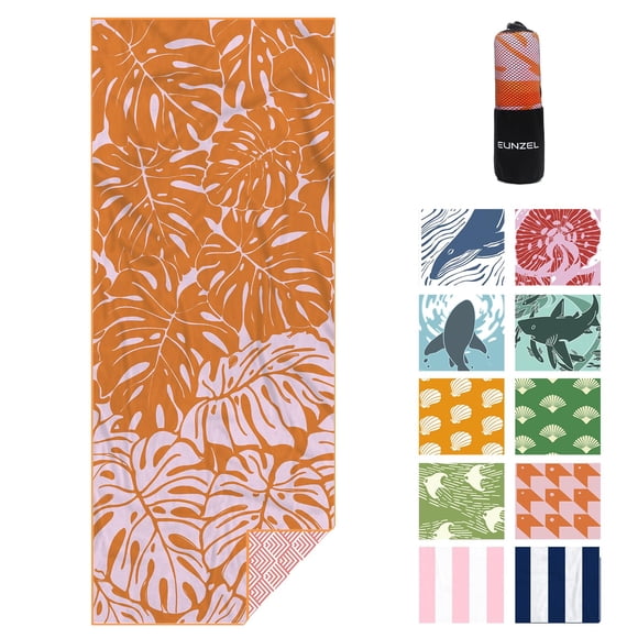Toalla Eunzel Palm Orange Microfibra 180x81 cm de secado rápido