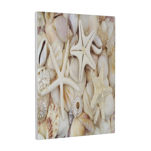 Kdxio Starfishes On Seashells Pattern Canvas Wall Art 12x16 Inches - Waterproof HD Print Solid Wood Frame for Living Room & Bathroom,Vertical