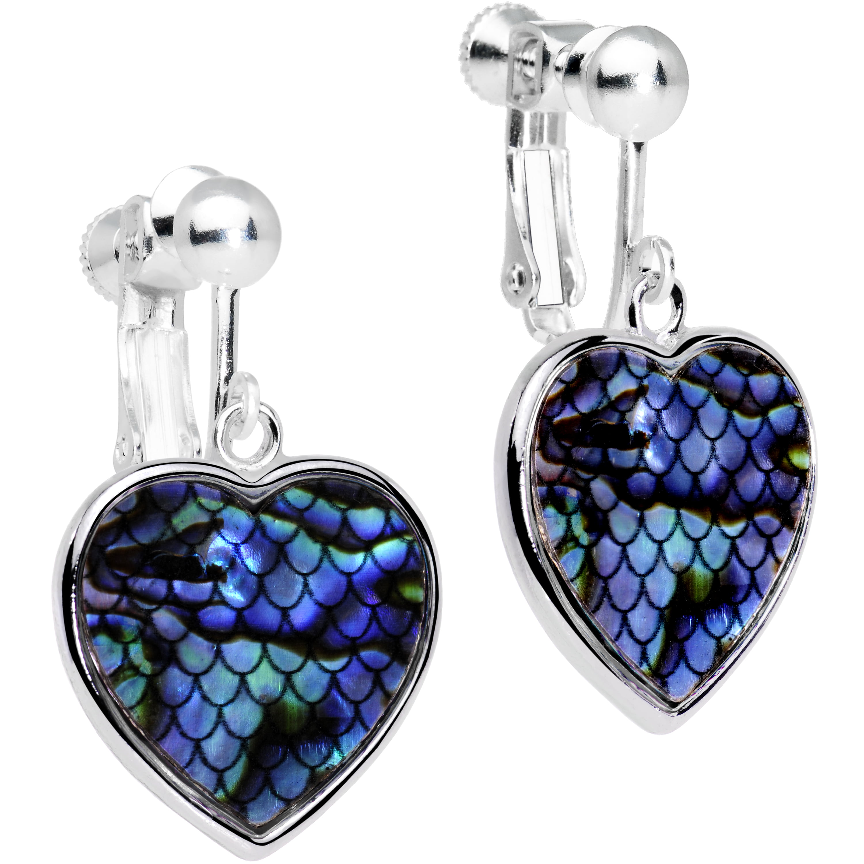 Blue Mermaid Heart Earrings