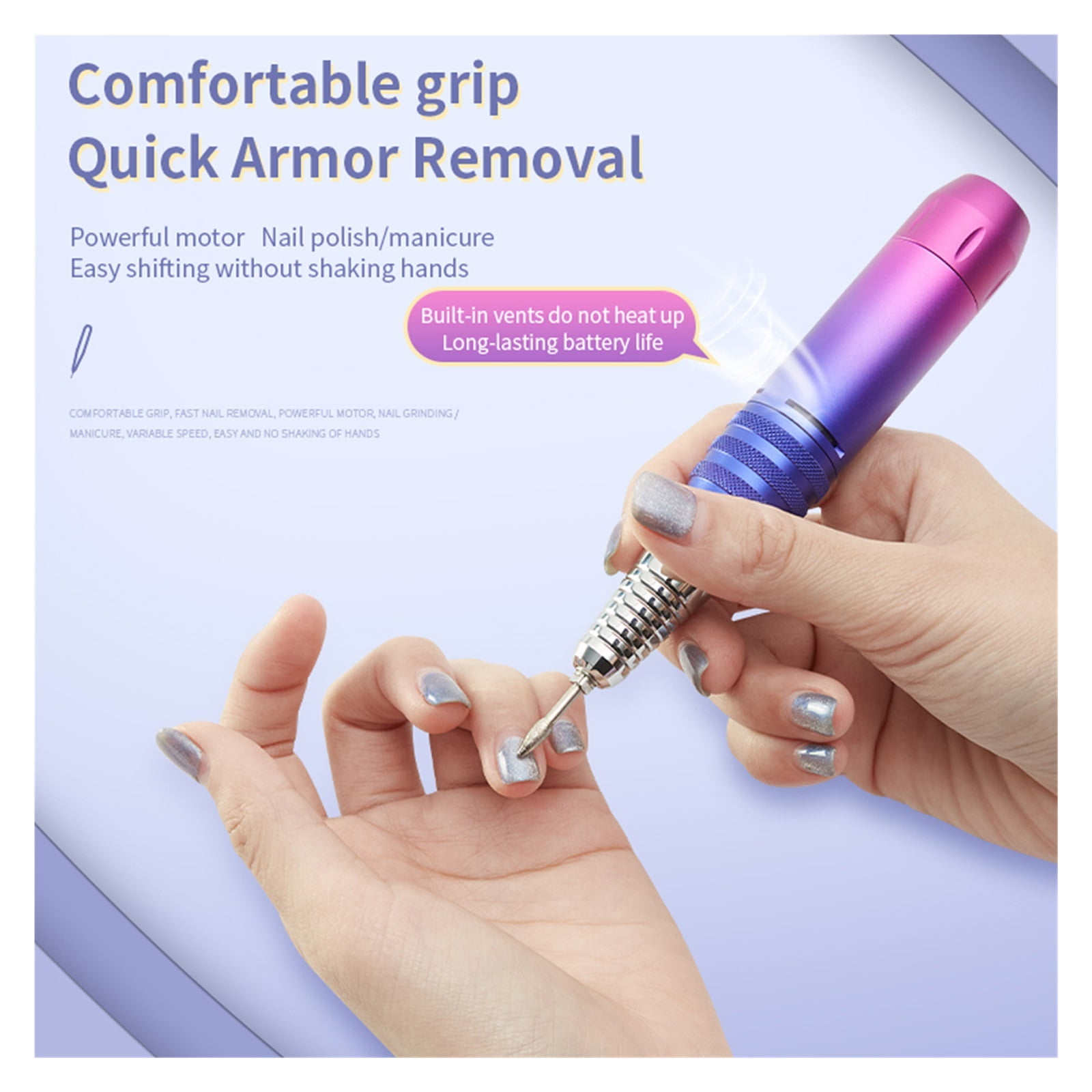 Professional Electric Nail Drill Machine, 35000RPM Rechargable Cordless Nail File Machine For Acrylic Manicure Shaping Pedicure ,Low Noise