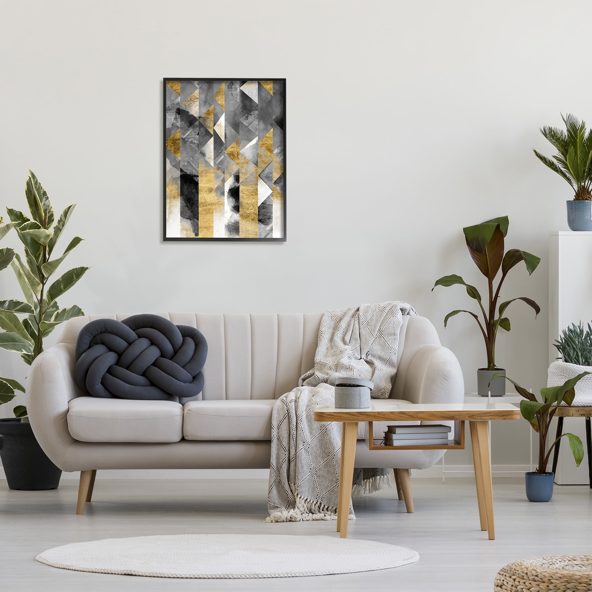 Stupell Industries Modern Triangular Stripes Sharp Geometric Pattern Industrial Painting Black Framed Art Print Wall Art, 24 x 30, Design by Chariklia Zarris