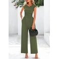 thumbnail image 4 of PRETTYGARDEN Summer Jumpsuits for Women Dressy Ribbed Cap Sleeve Wide Leg Pants Rompers Elegant Casual One Piece Outfits, 4 of 9