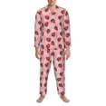 thumbnail image 3 of Naloa Strawberries Men’s Pajamas Set - Long Sleeve Button Down Sleep Shirt and Pajama Bottoms Sleepwear Set-X-Large, 3 of 7