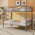 thumbnail image 2 of Jopath Twin Over Twin Bunk Bed for Kids Teens Adults,Heavy Duty Metal Bunk Bed with Ladders & Guardrail,Convertible 2 Beds,Silver, 2 of 10