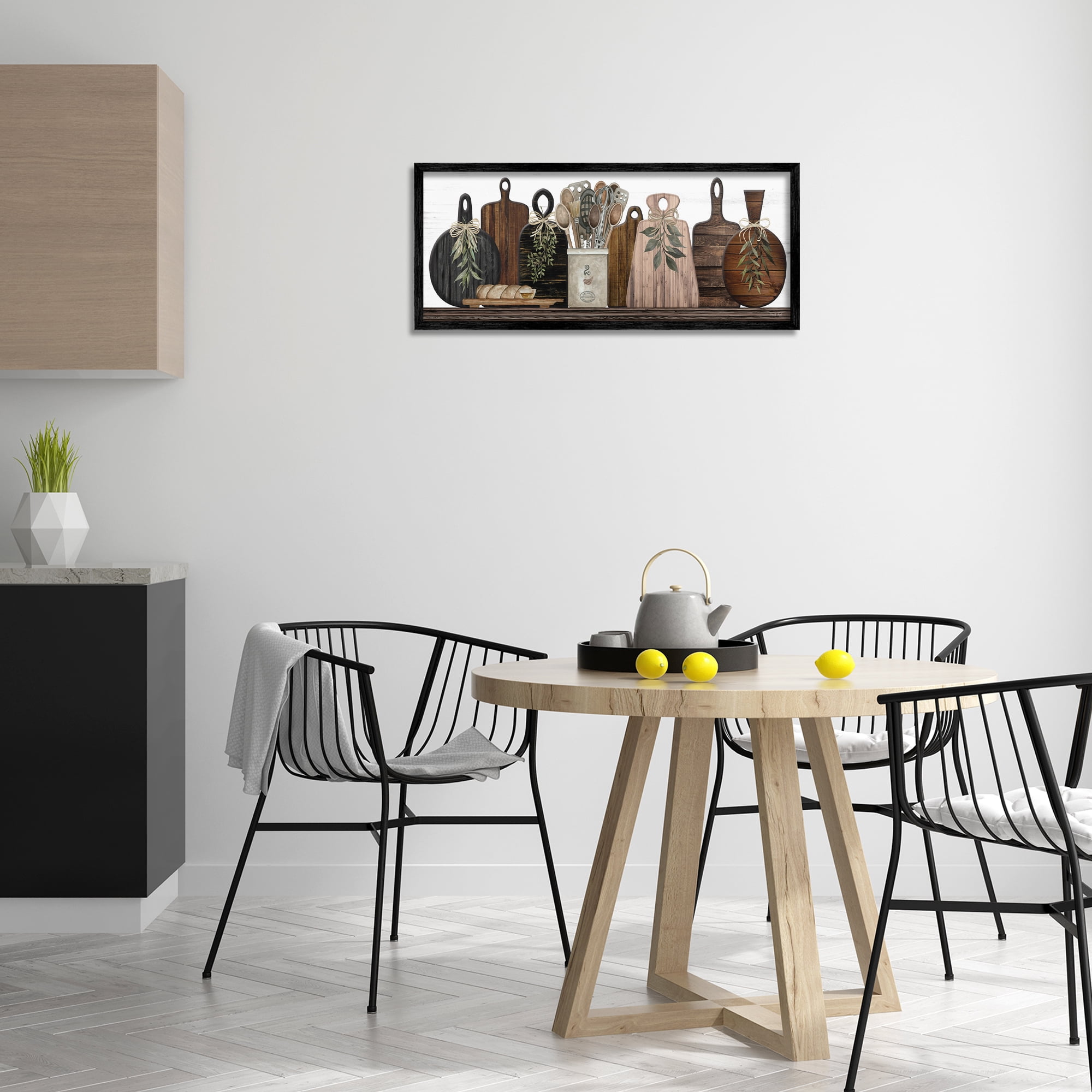 Stupell Industries Wooden Kitchen Items Food & Beverage Painting Black Framed Art Print Wall Art, 30 x 13