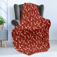 thumbnail image 4 of Mushroom Soft Flannel Fleece Blanket, Autumn Pattern with Amanita Muscaria Psychedelic Food Forest Woodland, Cozy Plush for Indoor and Outdoor Use, 50" x 70", Burnt Sienna Red White, by Ambesonne, 4 of 5