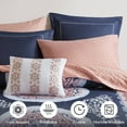 thumbnail image 5 of Regency Heights Full Size Comforter Set, 9-Piece Bed in a Bag Full, Navy/Orange Bedding Sets with Sheets, Bed Skirt for College Dorm, 5 of 9