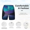 thumbnail image 6 of Picia Night At Lake Aurora pattern Mens Swim Trunks with Compression Liner Stretch Beach Shorts Quick Dry with Zipper Pockets No-Chafing Board Shorts-Large, 6 of 9
