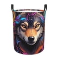 thumbnail image 1 of Fotbe Colorful Wolf Head Cesto de Ropa con Asas, Cesto Impermeable de Gran Capacidad, Bolsa de Lavado para Dormitorio, Cesto de Ropa con Ruedas y Asas-Small, 1 of 6