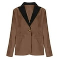 thumbnail image 4 of QSAWXQZ Women's Blazer Color Block Lapel Collar Long Sleeve One Button Formal Party Cardigan Suit Jacket Elegant Evening Coat L, 4 of 7